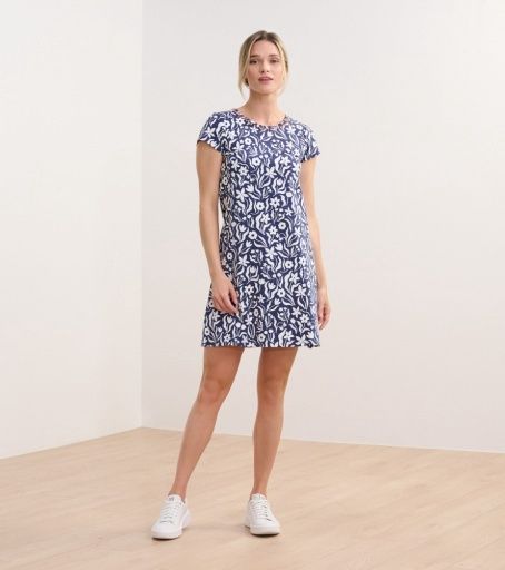 cici a-line dress - wavy flowers, Size: S, Colour: patriot blue