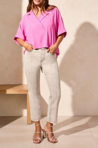 FLOWY POPOVER SHIRT, Size: M, Colour: FLAMINGO