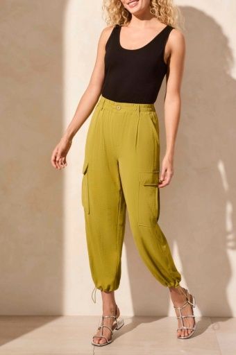 FLOWY CARGO, Size: M, Colour: ALOE LEAF
