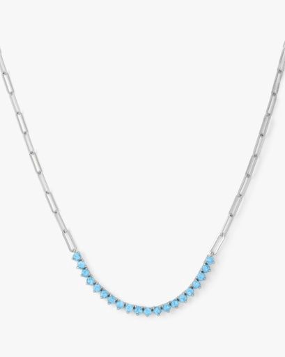 Not Your Basic Blue Opal Samantha Tennis Necklace, Colour: SILVER-BLUE OPAL