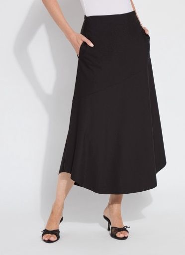 drapey ponte a-line midi skirt