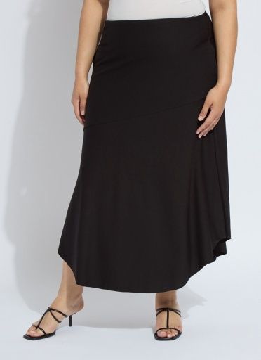 drapey ponte a-line midi skirt curvy, Size: 1X