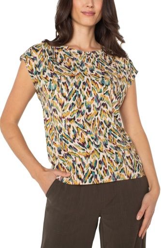 slvless shoulder pleat boat neck knit top, Size: S