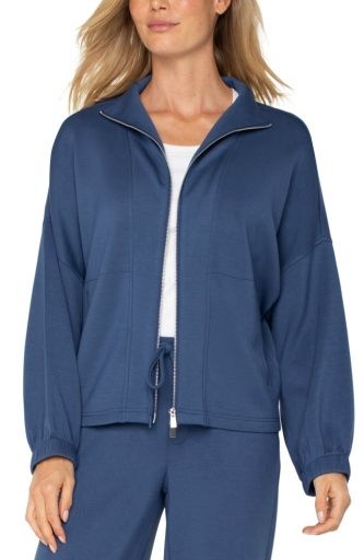 zip up funnel neck jacket, Colour: prussian blue, Size: S