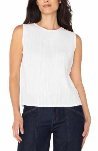 sleeveless crew neck knit top, Colour: vintage white, Size: S