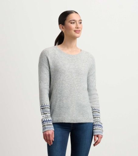 jacquard cuff sweater - grey melange, Size: S