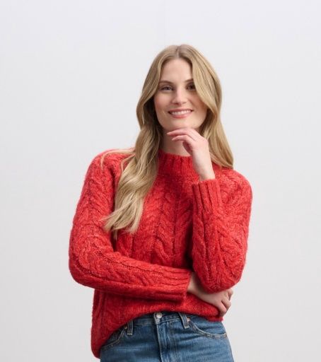 dylan cable knit sweater - ruby, Size: S