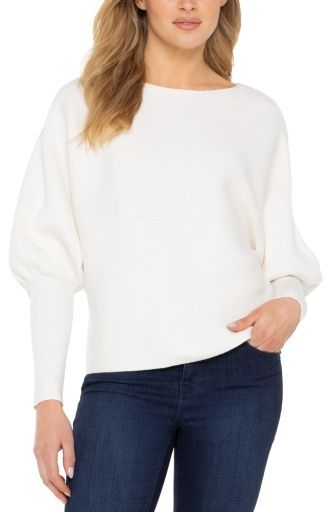long slv boat neck dolman sweater, Colour: vintage white, Size: S
