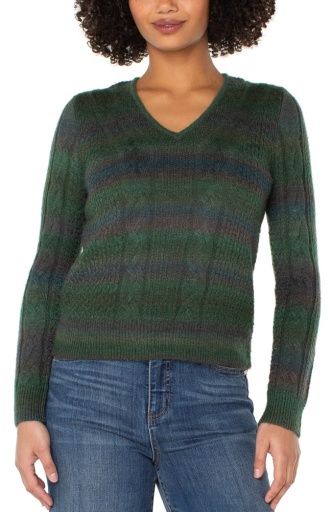 long slv drop shoulder v neck sweater