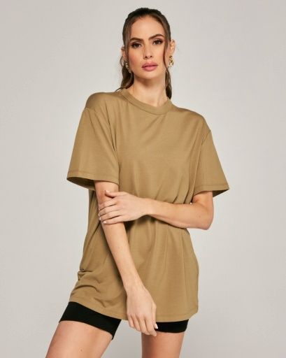 MODAL BOYFRIEND TEE, Colour: KHAKI, Size: SML