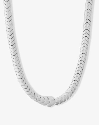 Serpent Herringbone Collar 18', Colour: SILVER, Season: JUNE24, Size: O/S