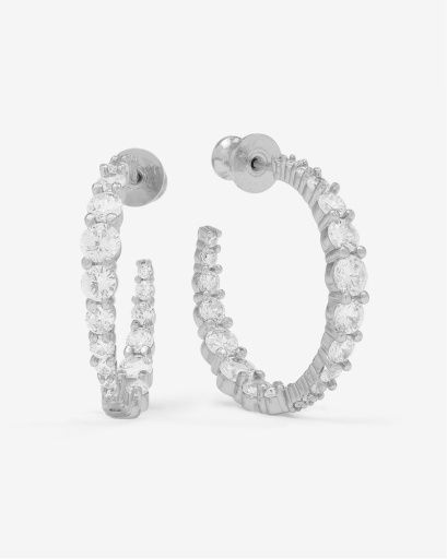 Oh She Fancy Graduated Hoops 1", Colour: SILVER-WHITE, Season: AUG24, Size: O/S