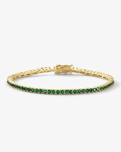 Baby Heiress Tennis Bracelet - Gold Emerald, Colour: GOLD-EMERALD, Season: CORE, Size: 6