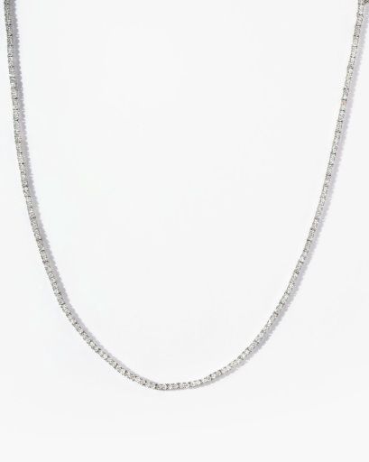 Baby Heiress Tennis Necklace - silver, Colour: SILVER-WHITE, Season: CORE, Size: O/S