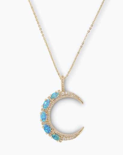 She's an Icon Blue Moon Necklace, Colour: GOLD-BLUE OPAL, Season: CORE