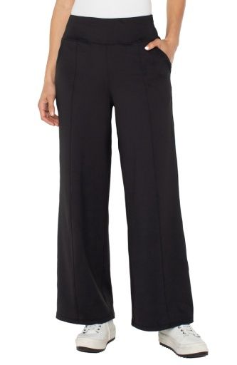 wide leg tech pant 28" ins, Colour: black, Size: S