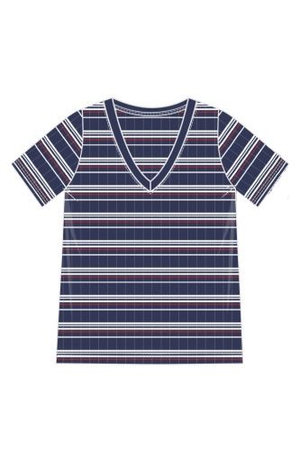 short slv v-neck knit tee, Size: 1X