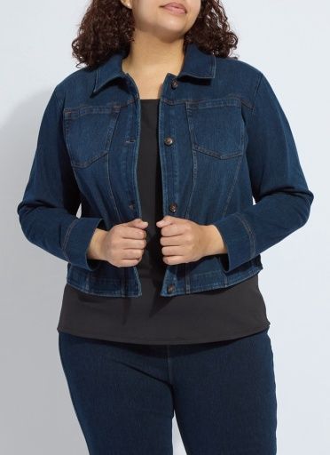 classic denim jacket curvy, Colour: indigo, Size: 1X