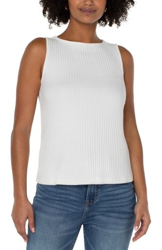 sleeveless high boatneck knit top, Colour: snow, Size: S