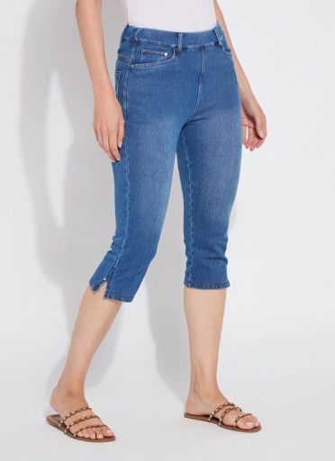 granada front pocket capri denim, Colour: mid wash, Size: XS