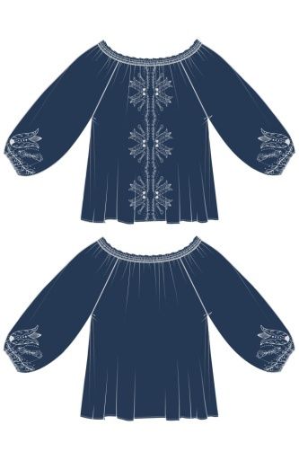 3/4 sleeve woven top w/emb, Size: 1X