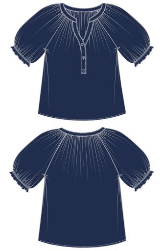 short sleeve half placket woven blouse, Colour: navy, Size: 1X