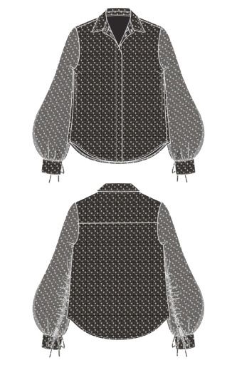 long slv collared woven blouse w/slv tie detl, Size: 1X