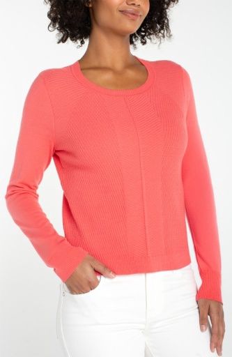 long slv crew neck sweaters, Colour: sunset coral, Size: S