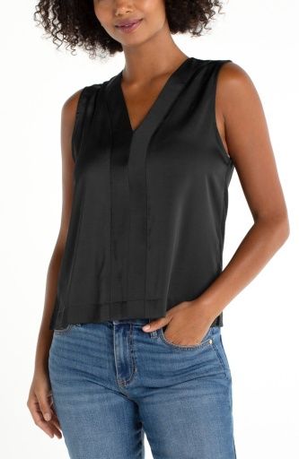 slvlss v-neck woven-to-knit top, Colour: black, Size: S