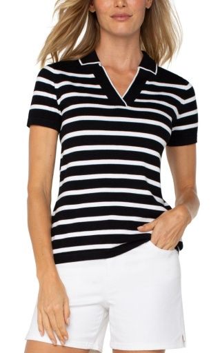 short sleeve collared sweater, Size: S
