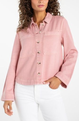 high/ low denim shacket, Colour: misty blush, Size: S