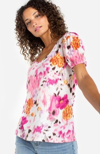 puff slv scoop neck knit top, Size: S
