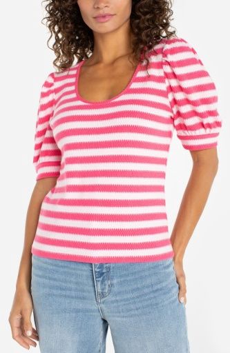 half sleeve scoop neck knit top, Size: S