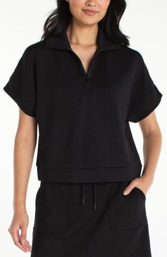 half zip popover  top, Colour: black, Size: S