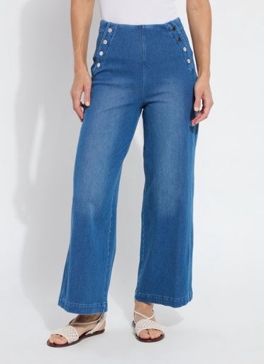 mallory sailor hi waist wide leg denim curvy, Colour: mid wash, Size: 1X