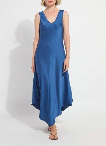 sakura bias handkerchief dress, Colour: palermo blue, Size: XS