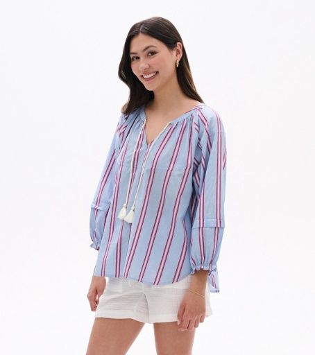 naomi blouse - chambray rainbow