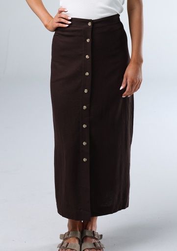 LEUKOS LINEN-BLEND BUTTON FRONT SKIRT, Size: XS