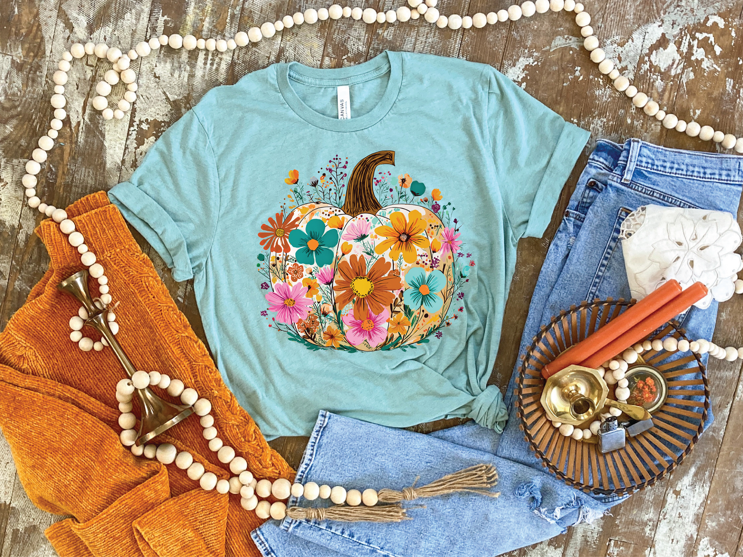 Floral Daisy Pumpkin