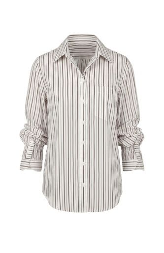 adjustable slv button front woven tops, Colour: crm w/ dk esprs, Size: S