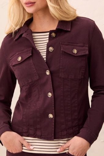 L/S BTN FRT JACKET W/ HORN BUTTONS-FUDGE, Colour: FUDGE, Size: S