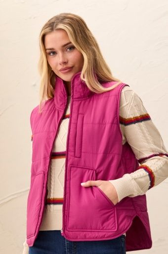PACKABLE PUFFER VEST-MULBERRY, Colour: MULBERRY, Size: S