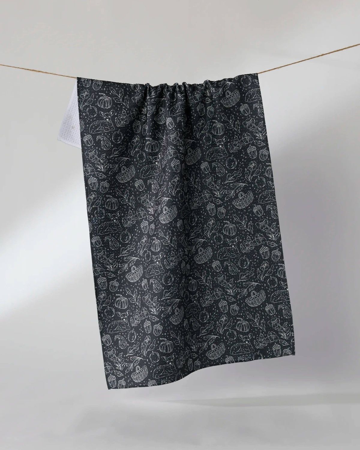 Cozy Flora Tea Towel, Color: Black