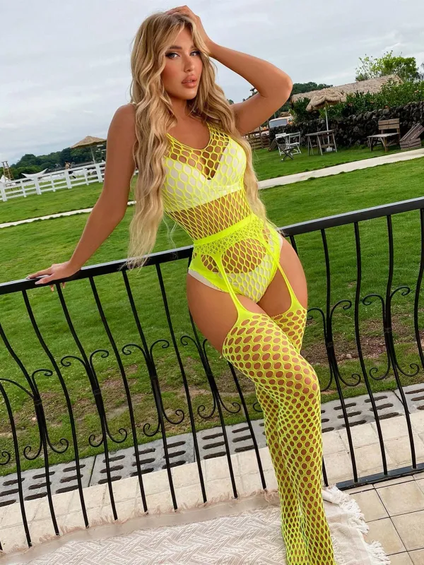 Body and Suspender Tight Set S/L - Yellow