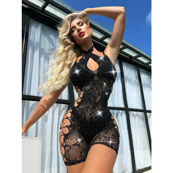 Body with Rhinestones S/L - Black