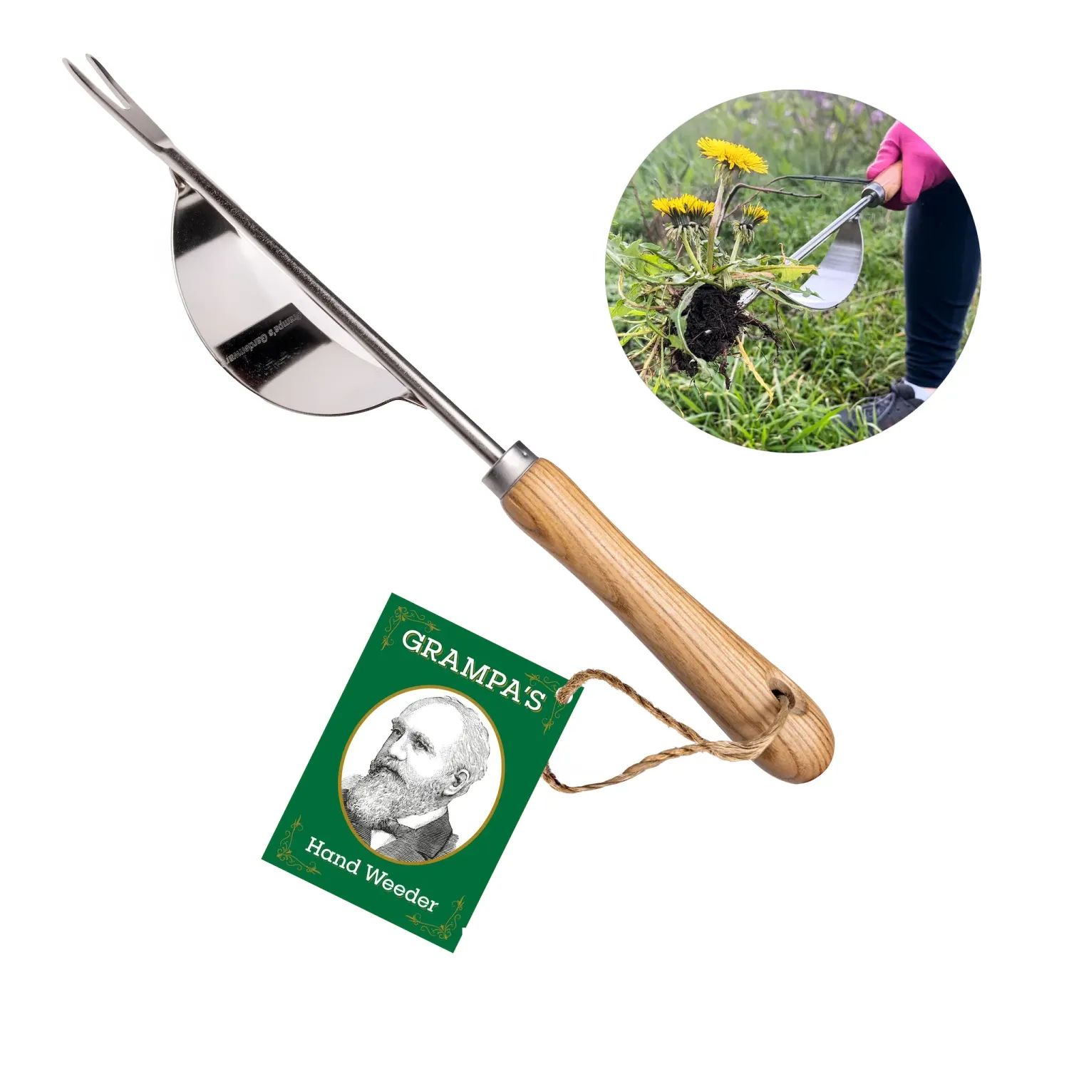 Grampa&#39;s Hand Weeder Tool - The Perfect Lightweight Easy To Use Weed Puller Tool For Garden - Durable Unique Lever Design With V-Shaped Forks Allows For Easy Removal Of Weeds &amp; Their Roots.