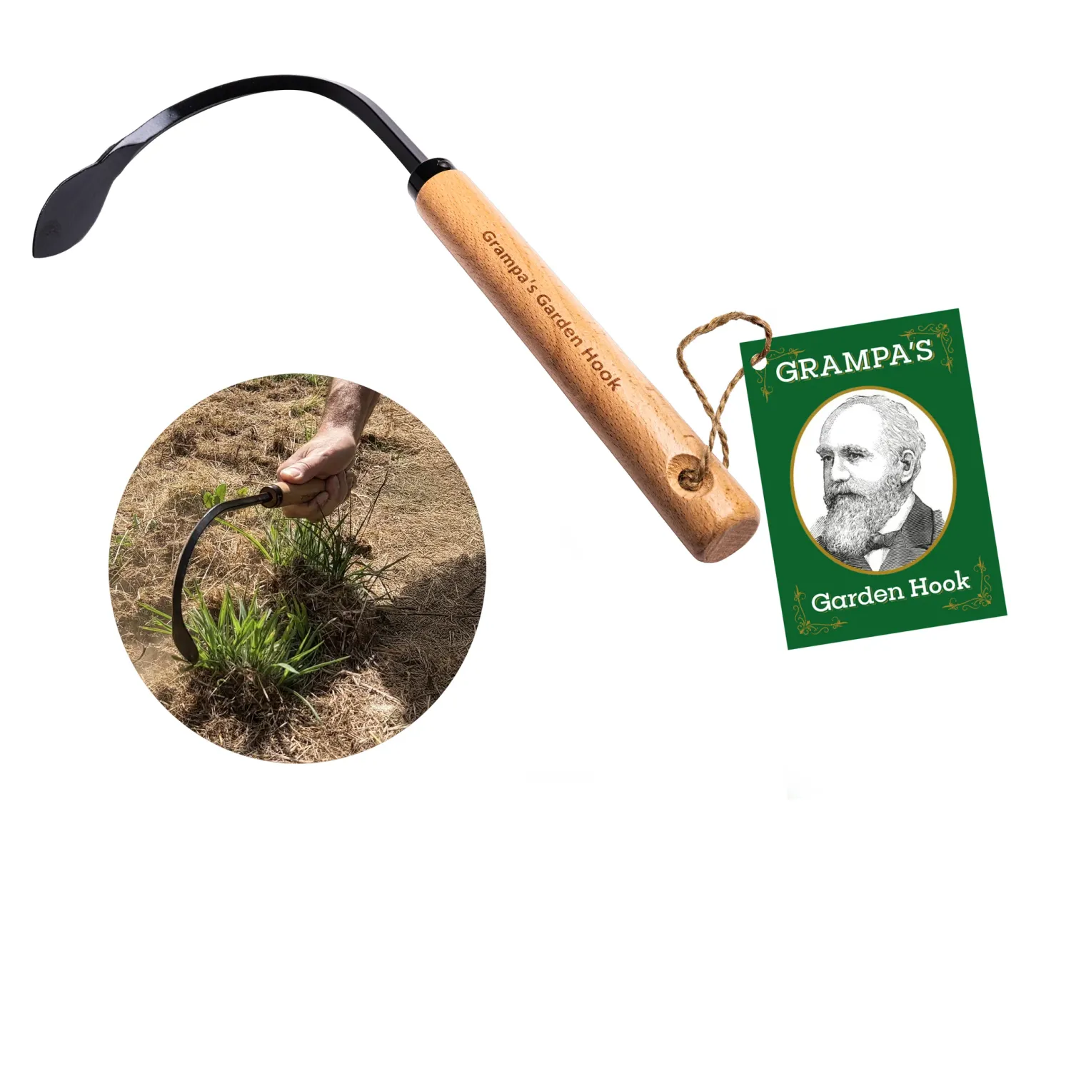 Grampa&#39;s Garden Hook - Weed Puller Tool &amp; Gardening Hand Cultivator - Versatile Tool That Functions as a Cultivator, Hand Tiller, Weeder, &amp; Edging Tool - Lightweight &amp; Durable To Use