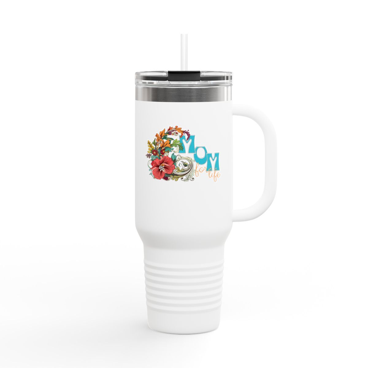 Floral Mom For Life Insulated Travel Mug - 40oz Coffee Tumbler for Gifts