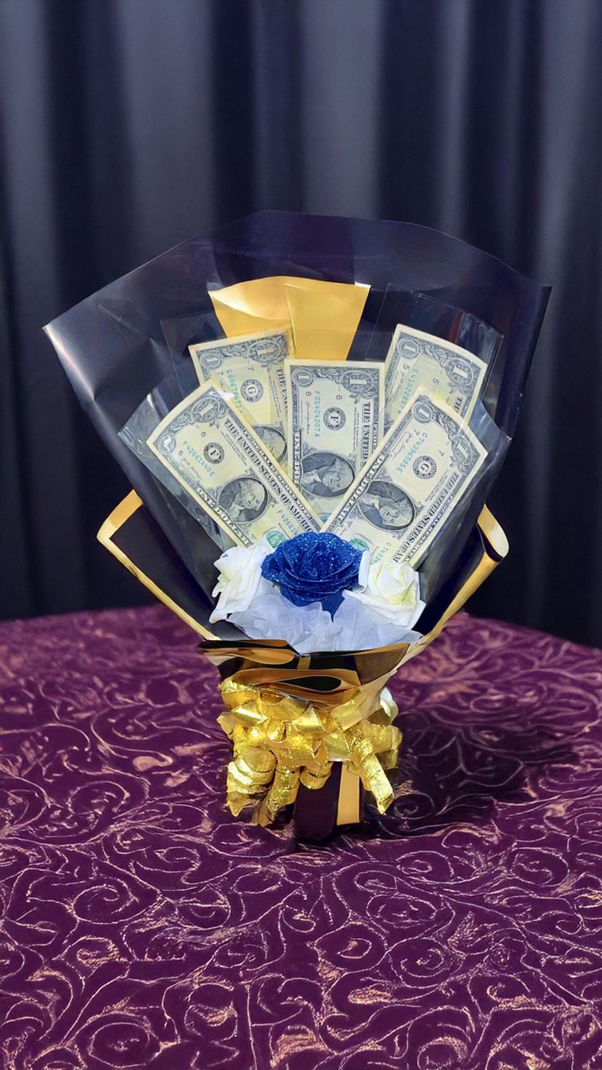 Black &amp; Gold Luxe Money Pocket Bouquet