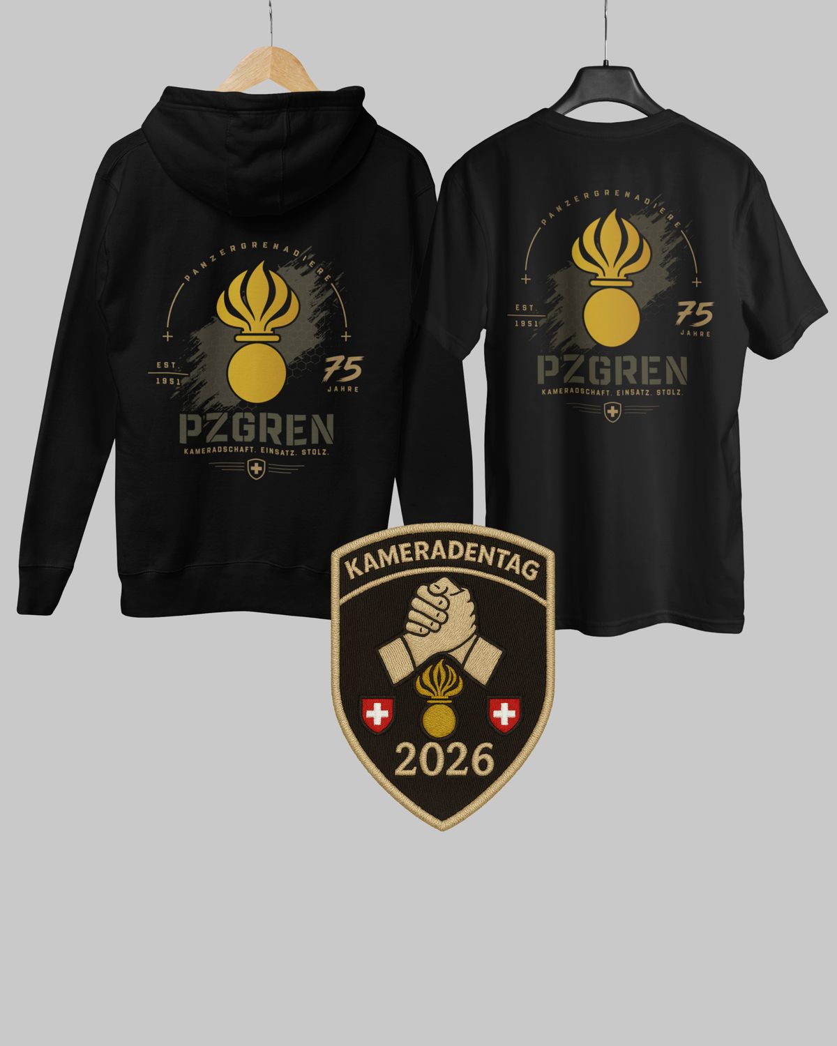 pzgren Kameraden Hoodie + T-Shirt + Badge